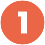 Die Nummer eins in einem orangefarbenen Kreis.