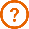 Ein orangefarbenes Fragezeichen innerhalb eines Kreises symbolisiert die Existenzgründung auf einem transparenten Hintergrund.