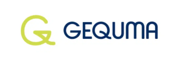 Logo mit einem gelben, stilisierten „G“ auf der linken Seite und dem Schriftzug „GEQUMA“ in dunkelblauen Großbuchstaben auf der rechten Seite – ideal zur Präsentation von Erfolgsbeispielen.